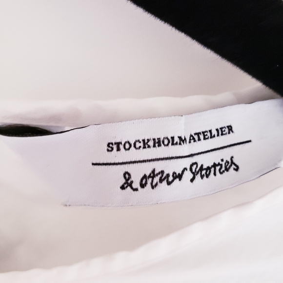 & other stories white peplum blouse & puff sleeves - Picture 6 of 7